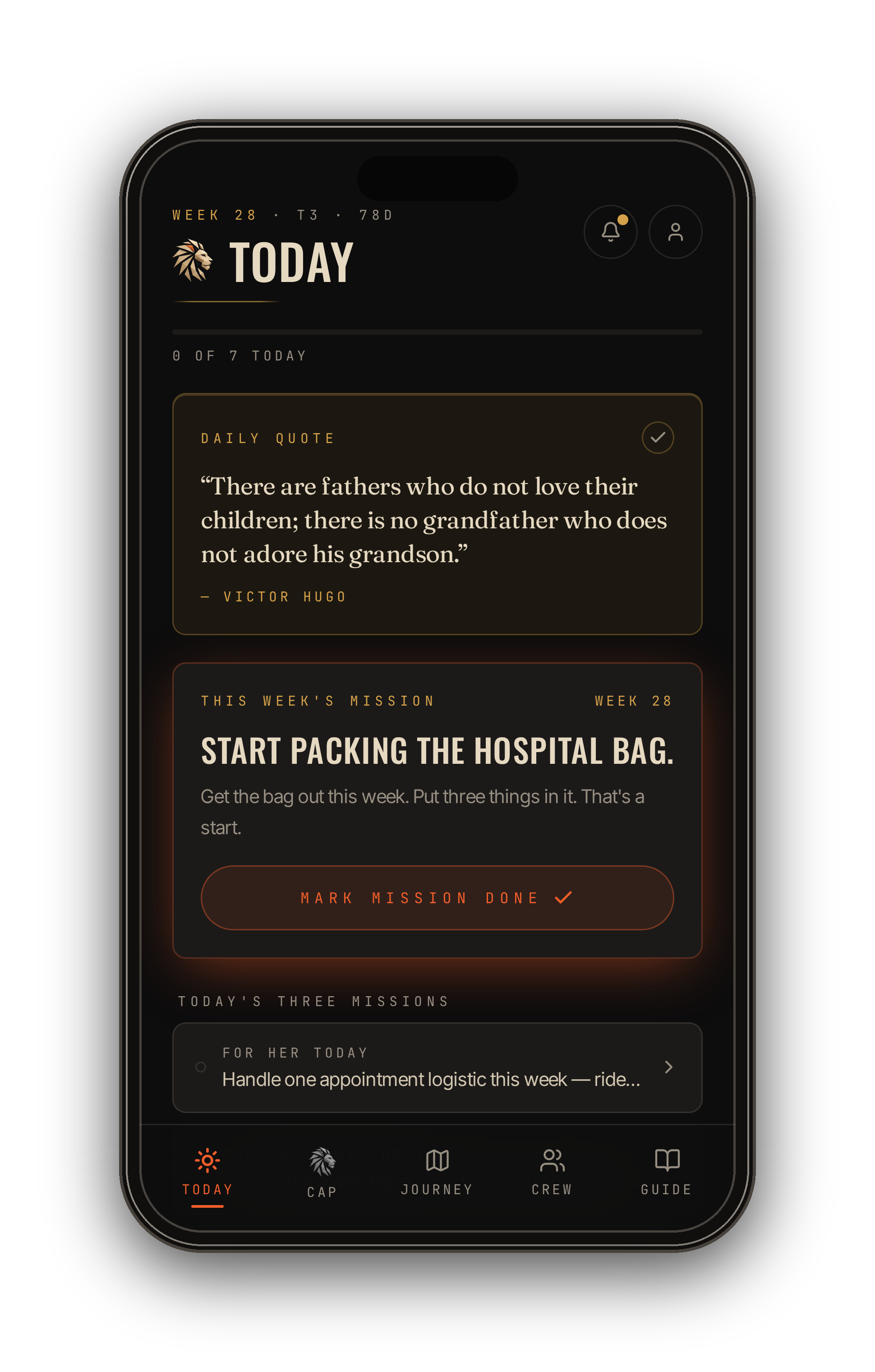 Today screen in the FASA app